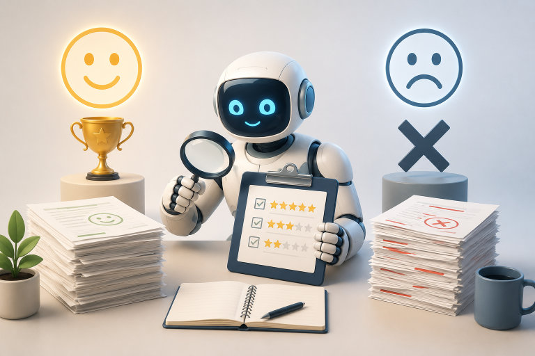 robot judging which results to use.